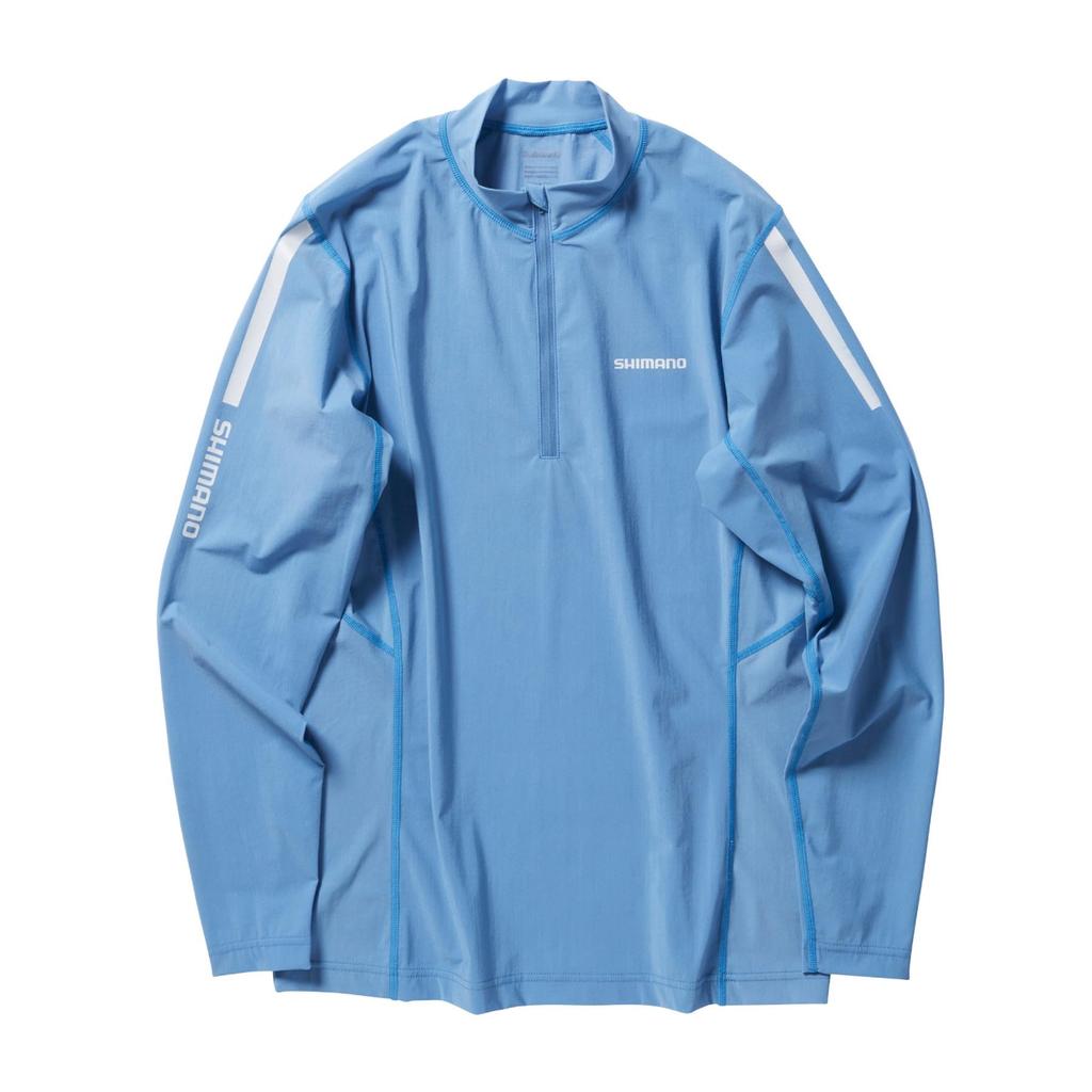 Shimano Water Repel Half Zip Shirt Long Sleeve Saxe Blue XL SH-040X