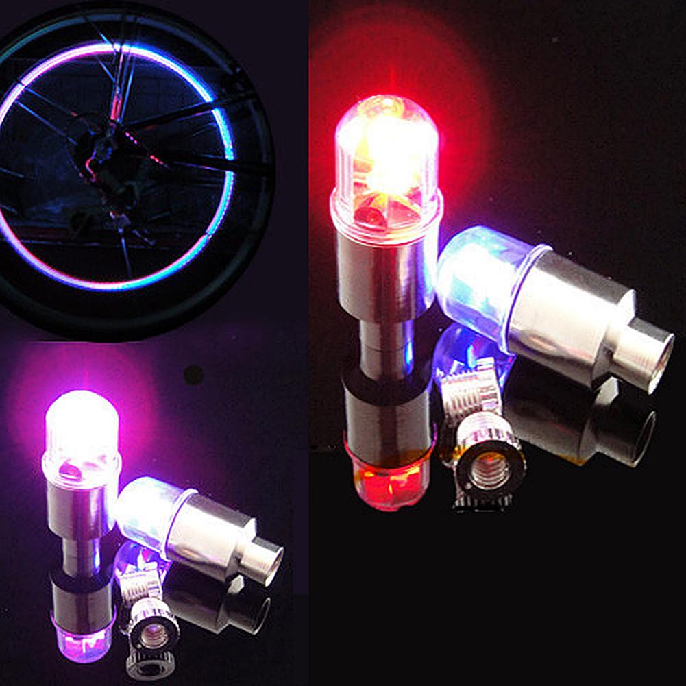 2 LUCE LED TAPPO VALVOLA BICI FLASH VALVE SEALING CAP BIKE LIGHT WHEEL MTB MOTO