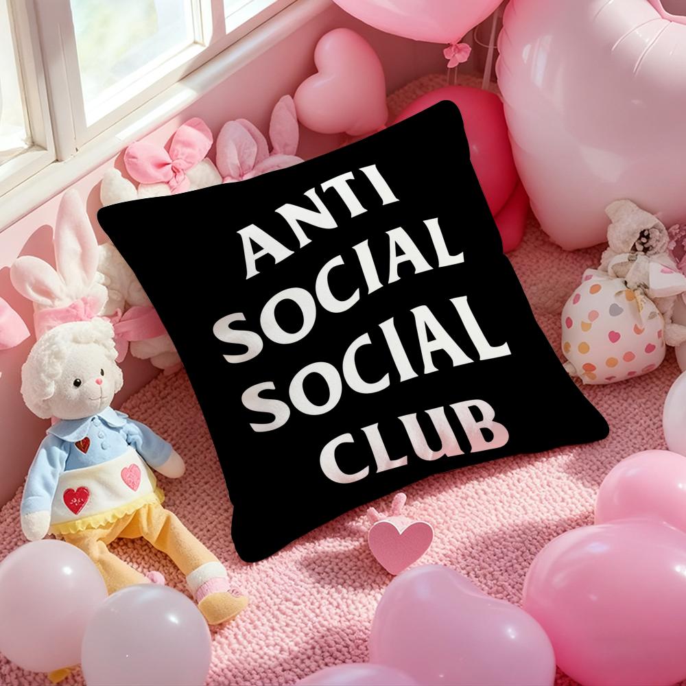 ANTI SOCIAL SOCIAL CLUB Cushion Cover Pattern Printed Pillowcase for Living Room Sofa Cushion Cover & Bedroom Decor