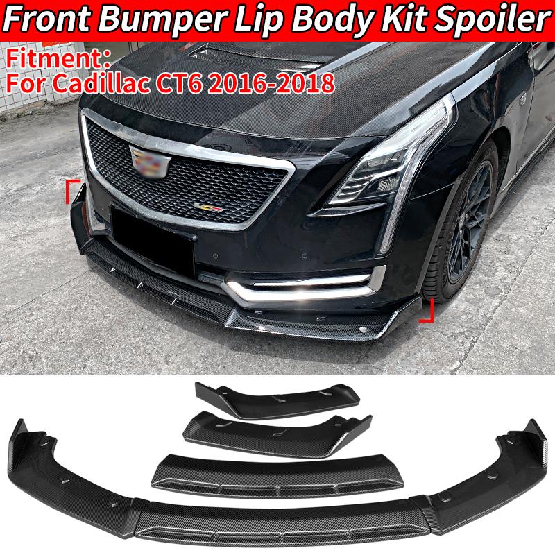 BKPTT1 Car High Quality Accessories For Cadillac CT6 2016-2018 Front Bumper Lip Body Kit Chin Spoiler Diffuser Guard Carbon Fiber ABS