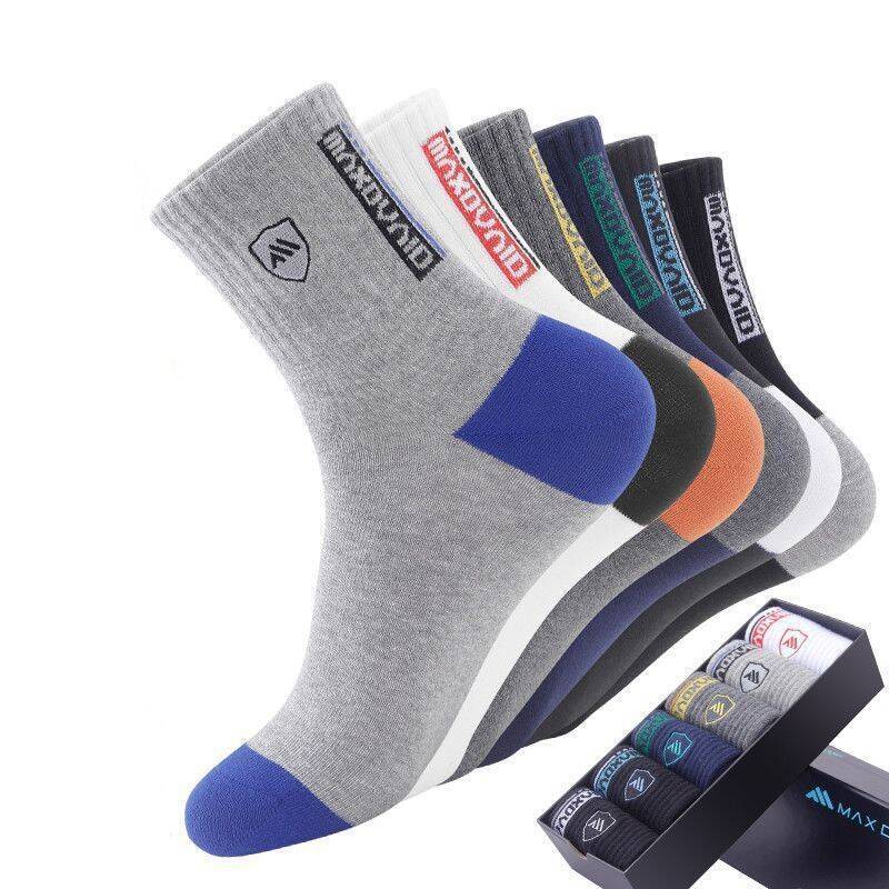 1/5 Pairs Men Sweat-absorbing and Deodorizing Socks Men's Casual Daily Mid-Tube Socks Printed Shield Pattern Socks Sports Socks