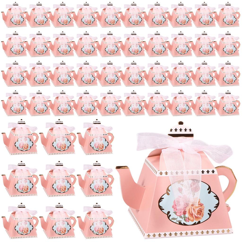 50/100Pcs Teapot Gift Boxes Cute Cookie Candy Box Mini Paper Present Bags Wedding Bridal Birthday Christmas Decor Party Supplies
