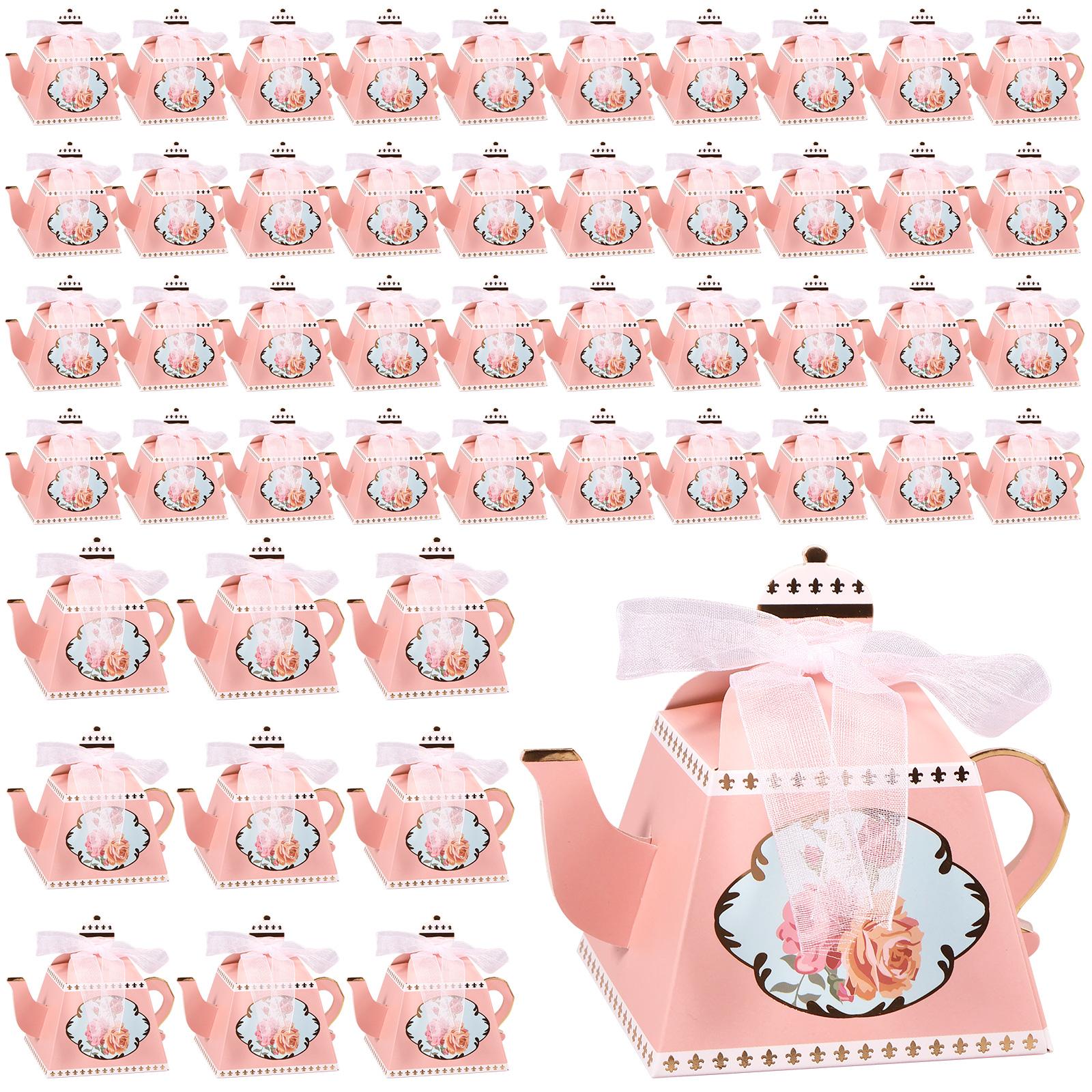 

50/100Pcs Teapot Gift Boxes Cute Cookie Candy Box Mini Paper Present Bags Wedding Bridal Birthday Christmas Decor Party Supplies Other