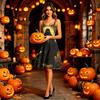 Women’s Halloween Print Sleeveless Dress with Spaghetti Straps Pattern A-Line Midi Dress for Holiday Party Cosplay