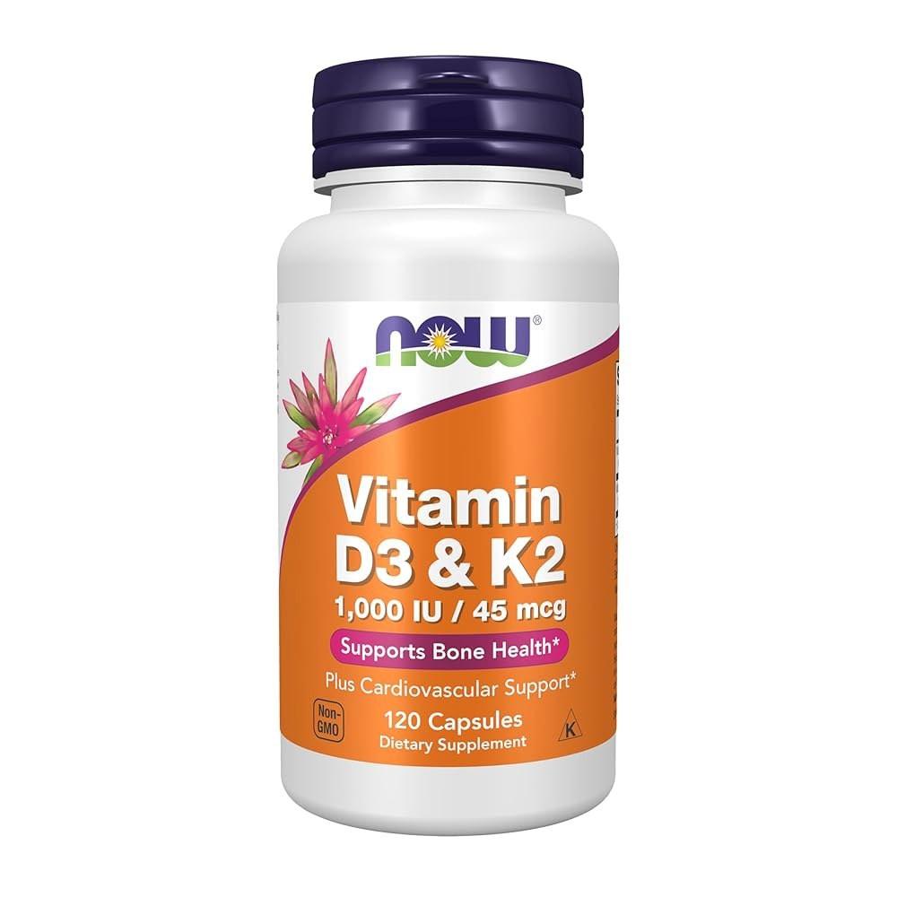 Capsules NOW Supplement D-3 and K-2 1,000 IU 45 Mcg Cardiovascular Support Bone 120 Pcs 1 Pcs