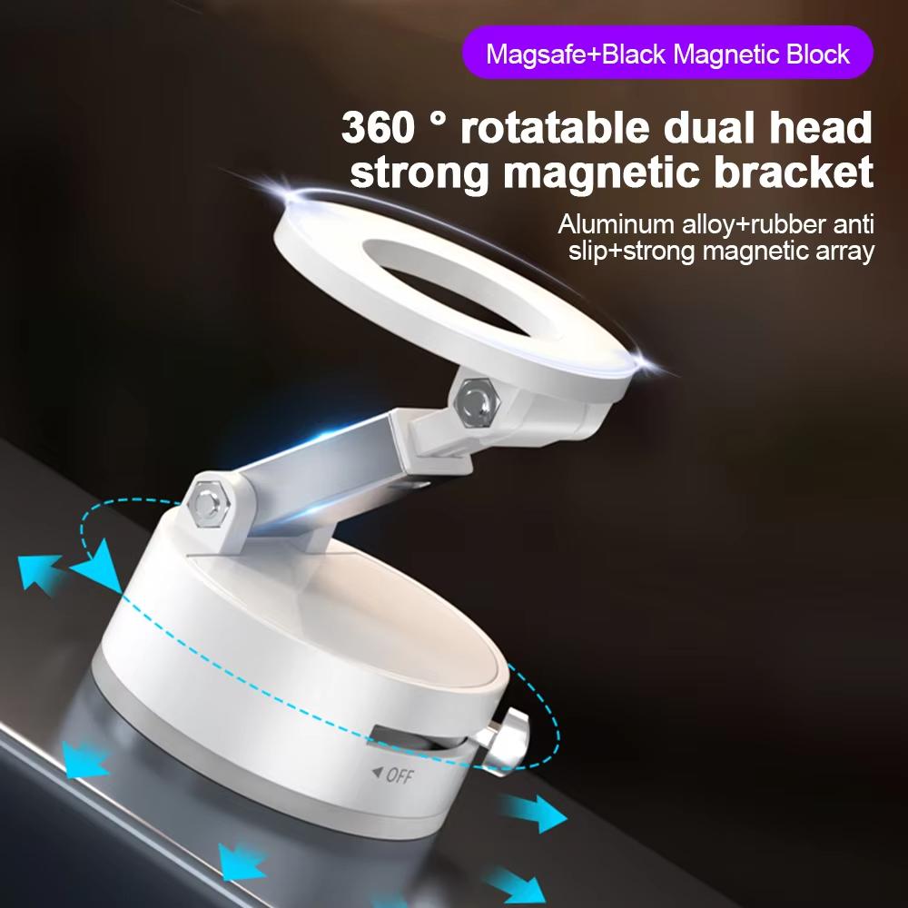 Nastavitelný a skládací magnetický držák na telefon, silný magnet, přísavkový držák pro palubní desku, koupelnové obklady, sklo
