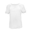 Damenmode Sommer Neu Lässig Rundhals Kurzarm Spitze Plissee T-Shirt Top