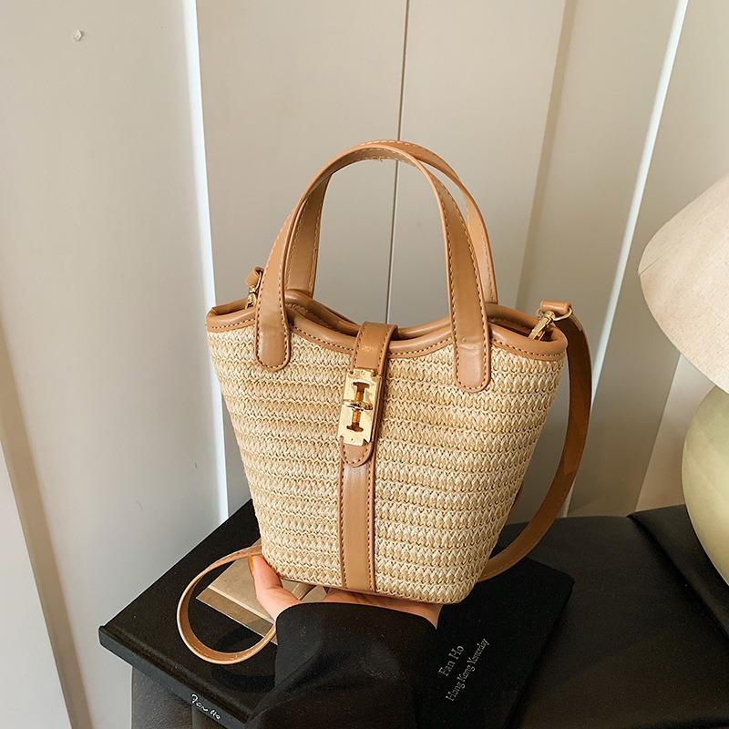 

Летняя плетеная сумка ручной работы женская новая пляжная сумка-ведро на плечо простая сумка-мессенджер