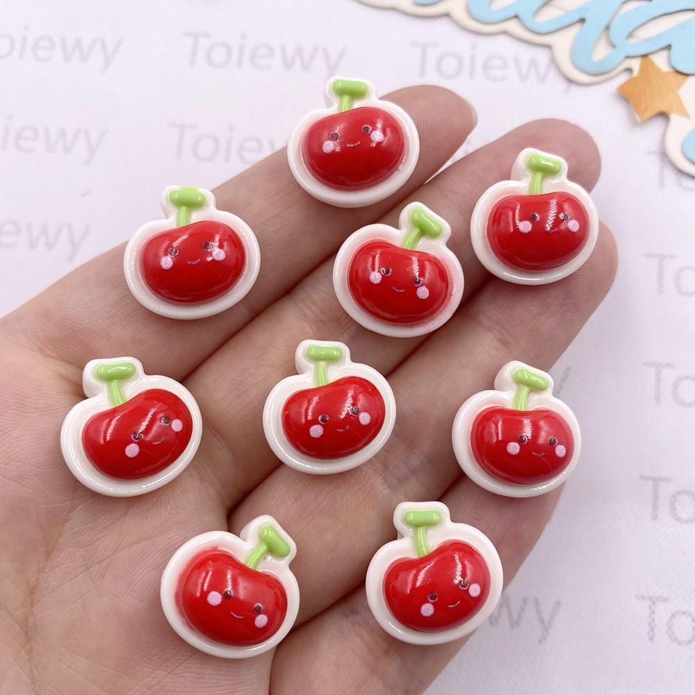 24pcs Colorful Kawaii Cartoon Bowknort Red Cherry Flat Back Stone DIY Wedding Bow Jewelry Applique Home Decor Crafts Accessories