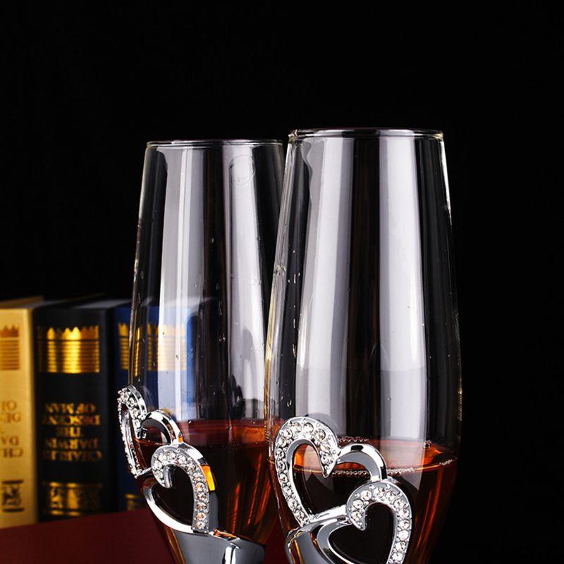 Copas de Vino para Boda Hechas a Mano Flautas para Brindar Novios Accesorios de Boda Regalo de San Valentín(Corazones Dorados, Juego de 2)