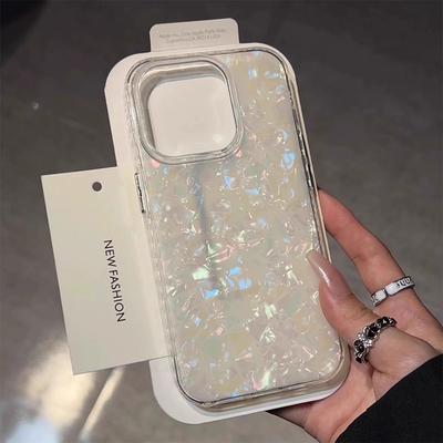 Handyhülle mit Muschelmuster IMD für Apple 17 Zoll Stilvolle Damen Große Aussparung Kreative Semitransparente IMD Handy-Schutzhülle