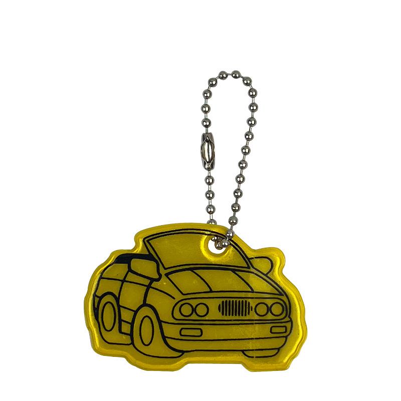 Kreskówkowy Samochód Odblaskowy Wisiorek Brelok do Plecaków Szkolnych dla Uczniów
