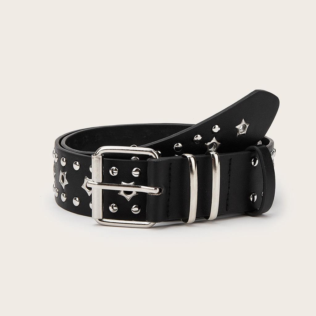 Solid Fashionable Color Star And Rivet Decor Women Casual Belt For Daily Use