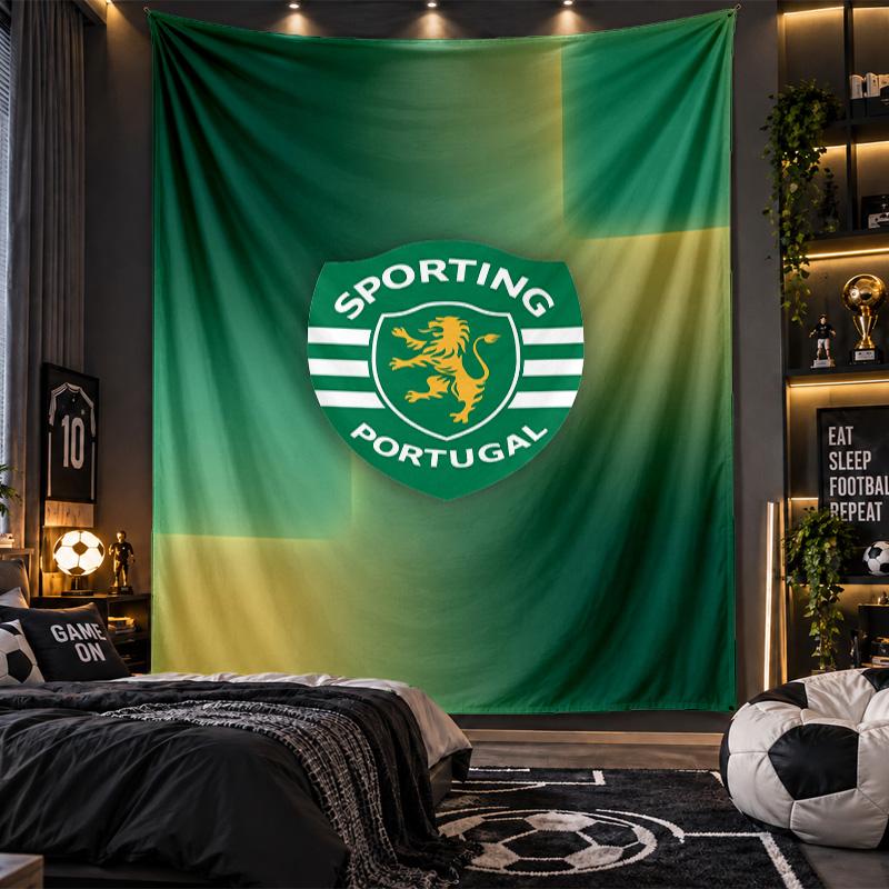 Arazzo da Appendere a Parete Stampa Sporting CP FC Tessuto per Soggiorno Camera da Letto Decorazione Casa