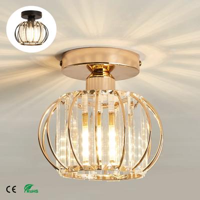 Led Tavan Aydınlatmaları Kristal Abajur E26 E27 Siyah Altın Plafonnier Oturma Odası Yatak Odası Modern Yuvarlak Kare Dekoratif Tavan