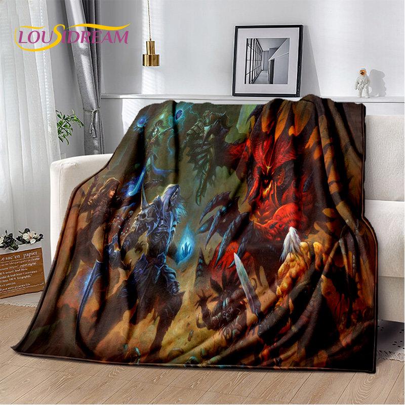Koc 3D Diablo Gra Gamer Kreskówka Miękki Pluszowy, Koc Flanelowy Koc Narzuta na Salon Sypialnię Łóżko Sofa Piknik Okrycie Dzieci