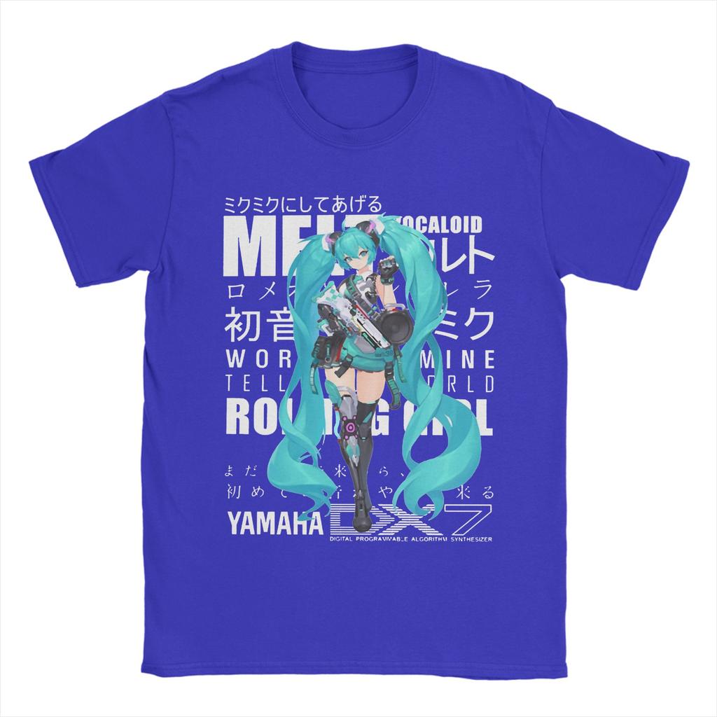 Hatsune Mikus Vocaloid Girl T-Shirt Herren Baumwoll-Oberteile Streetwear Rundhals Kurzarm
