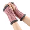 Solid Color Knitting Fingerless Plush Gloves Arm Warmers Thicked Gloves Autumn Winter Mittens For Adult