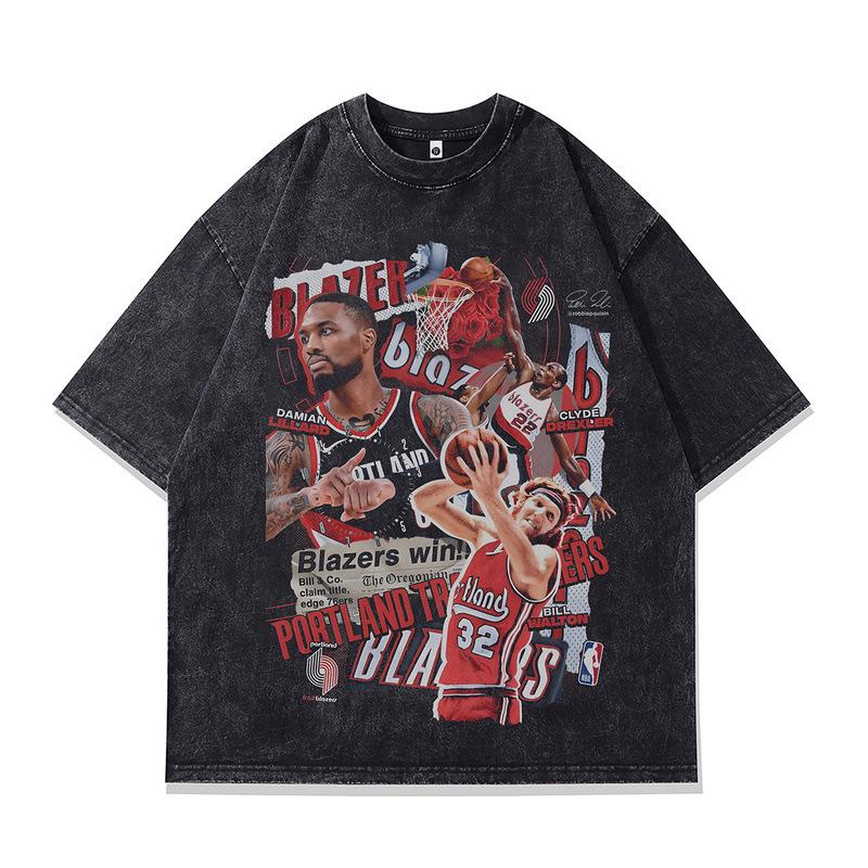 Digital Direct Injection Printing Men'S T-Shirt American Retro Washed And Old 230G Pure Cotton Vintage Short-Sleeved T-Shirt Men