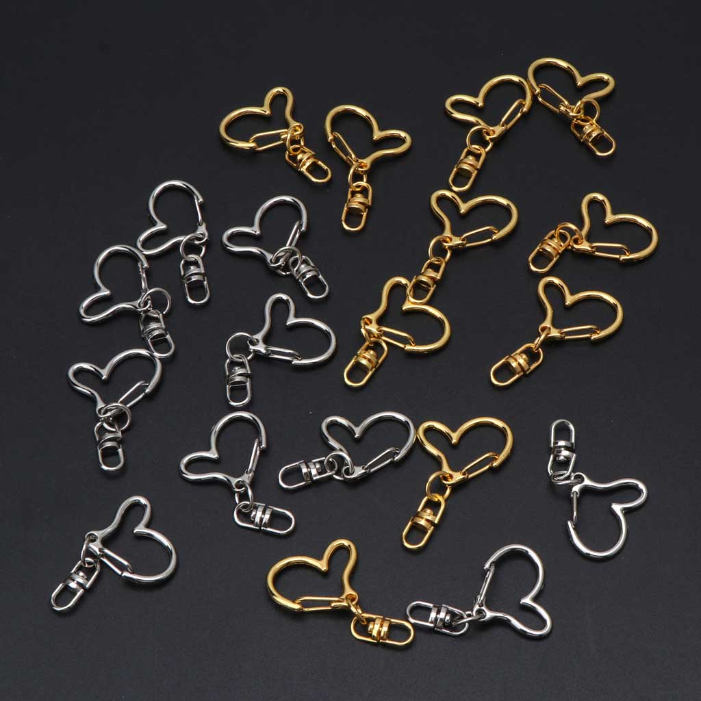 10 Pcs Swivel Clasps Metal Heart Keychain Lobster Clasp Snap Hook for DIY Making