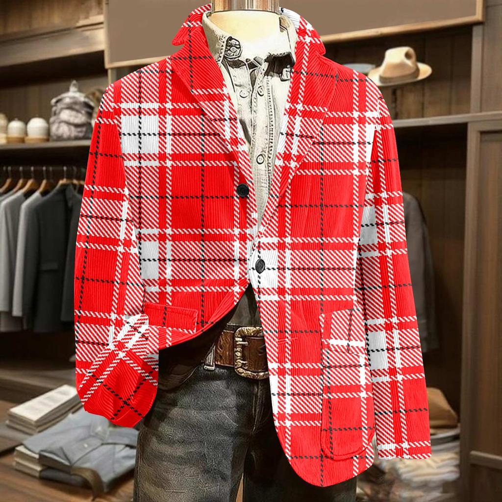 Men's Printed Corduroy Warm Pocket Suit Jacket Cardigan Men's Casual Suit