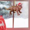 Christmas Tree Decorations Cute Dinosaur In Christmas Hat Figurine Decors Hanging Acrylic Pendant Ornaments Crafts Gift