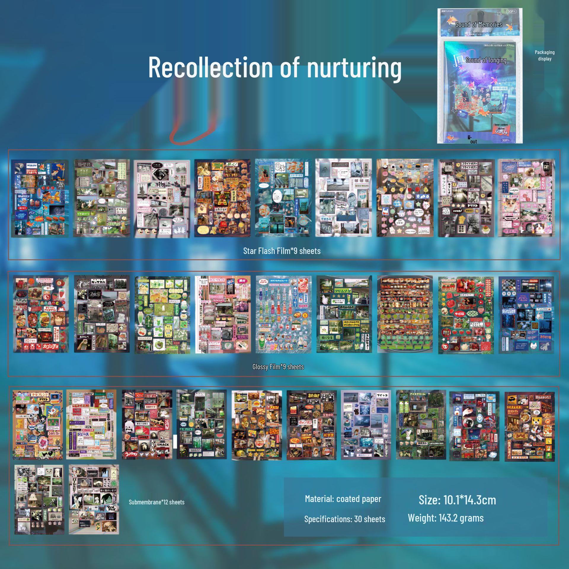 Yu Xian Yanbian Japanese Retro Style Sticker Book: Sound of Recollection Series for DIY Journal Collage