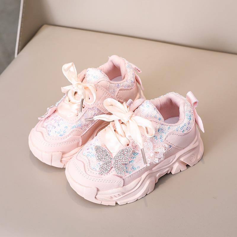 

Детские кроссовки для бега с бантом, мягкой подошвой и противоскользящей поверхностью | Универсальные детские кеды для малышей, элегантные блестящие туфли Мэри Джейн 21 розовый