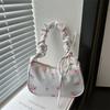 Sweet Flower Pattern Printed Shoulder Bag with A Bow At The Underarm Pocket