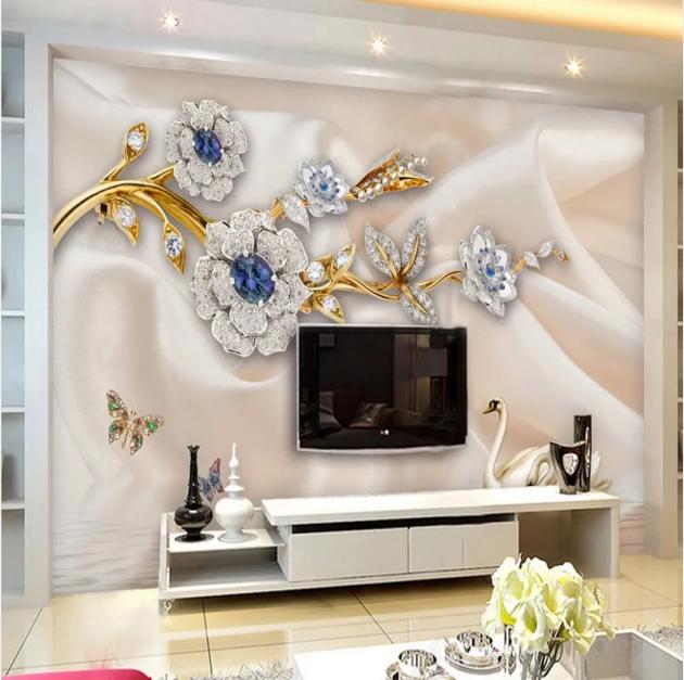 3D Luxury Wallpaper European Swan Floral Jewelry Fresco TV Background Wall Mural Living Room Wall Paper Decor