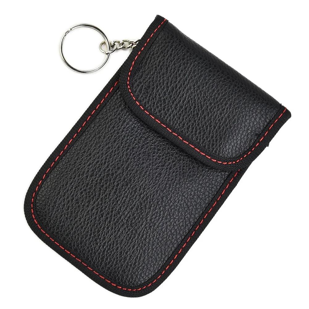 

1pc Car Key Pouch Anti-Theft Signal Blocking Cover Black PU Leather Case Key Case For Car 12.5x8CM Accessories CHINA