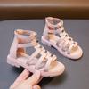 Sandali Romani da Bambina, Sandali Alti con Borchie Primavera Estate Scarpe da Principessa per Bambini