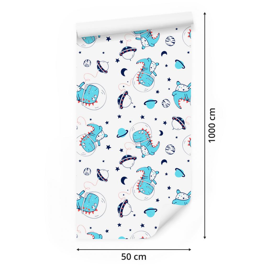 Dinosaurs Stars Moons Wallpaper for Living Room and Bedroom 50x1000