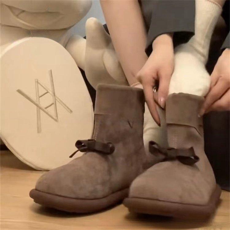 

Warm thick-soled non-slip thick-soled snow boots for women s winter velvet thickened new warm one-pedal cotton shoes 35 темно-коричневого кольору