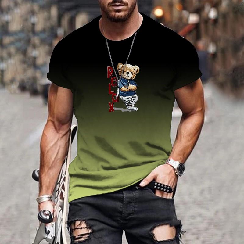 Versatile Casual 3D Men's Gradient T-shirt Summer O-neck Comfortable Breathable Short-sleeved Loose Top Oversized Men's XS-6XL