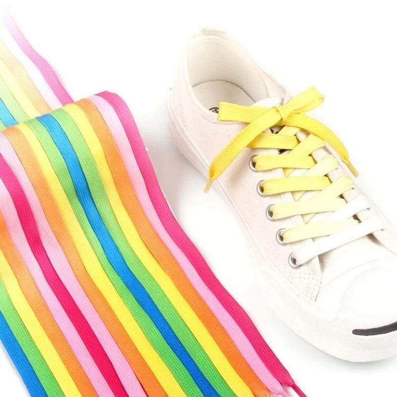 Candy Gradient Shoelaces Colorful Flat Shoelaces for Sneaker Casual Canvas Shoe Laces Camping Silk Shoelaces 90cm/120cm