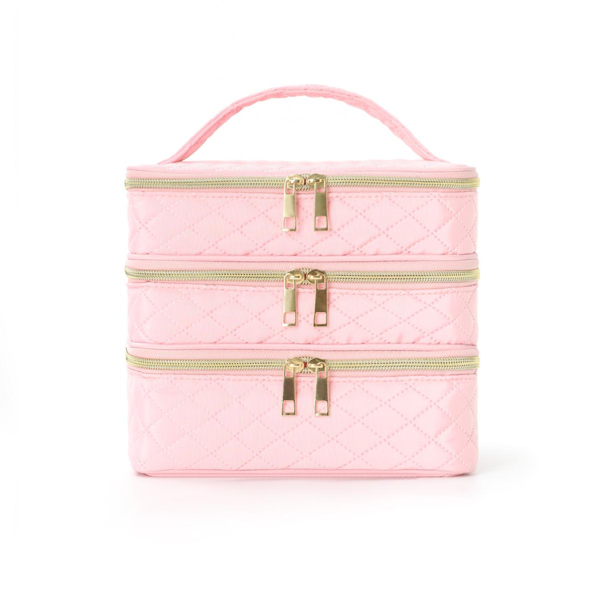 

Стильная и легкая косметичка большой вместимости с черной сеткой и тремя слоями, портативная сумочка, подходит для использования дома и в путешествиях