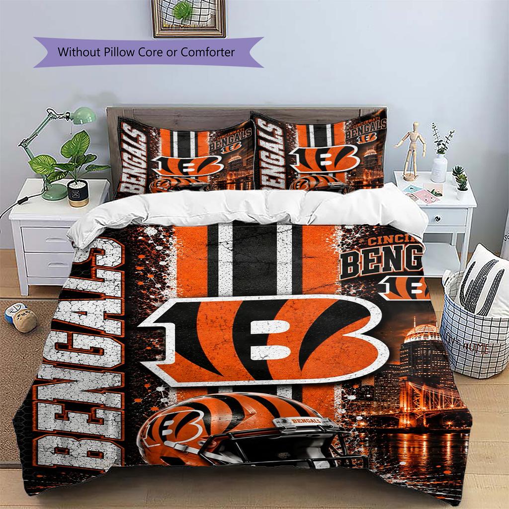Cincinnati Bengals Pattern Bedding Set Quilt Cover Pillowcase Home Decor Gift (1 * duvet cover + 2 * pillowcase, without core)