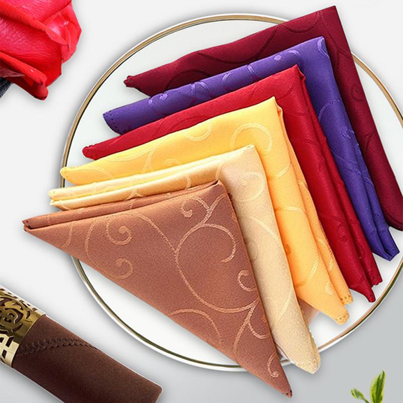 Cheap 10pcs 48cm Table Napkins Cloth Square Polyester Fabric For