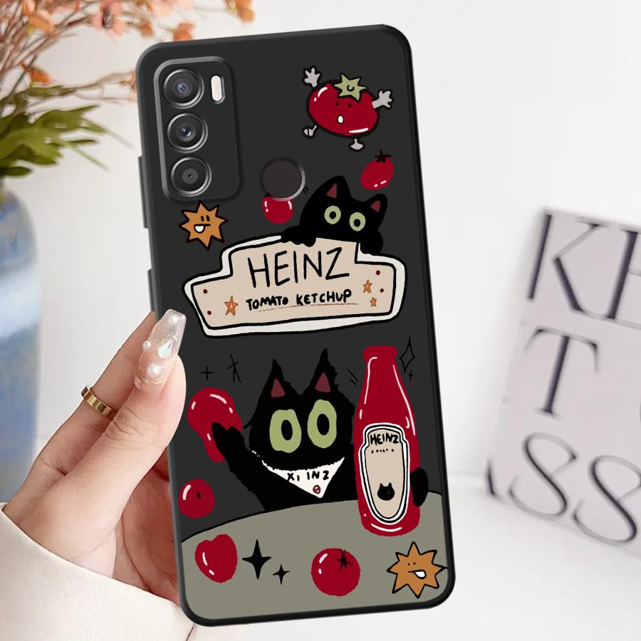 

Case for Motorola Moto G22 Edge40 G50 G51 G73 G52 G71 G60s G32 Edge 20 Pro 30 Lite G53 G30 Phone Cover Tomato Sauce Cat Motorola Moto G52