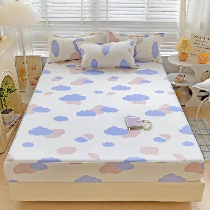 

1 шт. Простыня на резинке из стиранного хлопка, Нескользящая простыня на резинке, Резинка по периметру, Чехол на матрас, Покрывало для кровати и наволочка only 2pcs pillowcase