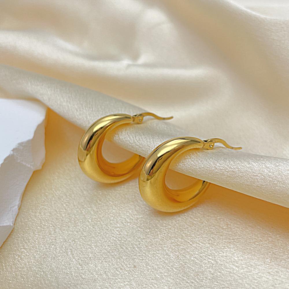 OPK Fashion Hollow Stainless Steel Earrings Golden Earrings Girl