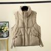 Women's Cotton Vest: European American Style, Autumn/Winter 2025, Sleeveless, Thickened, Warm, Casual Loose Fit, Solid Color Outerwear