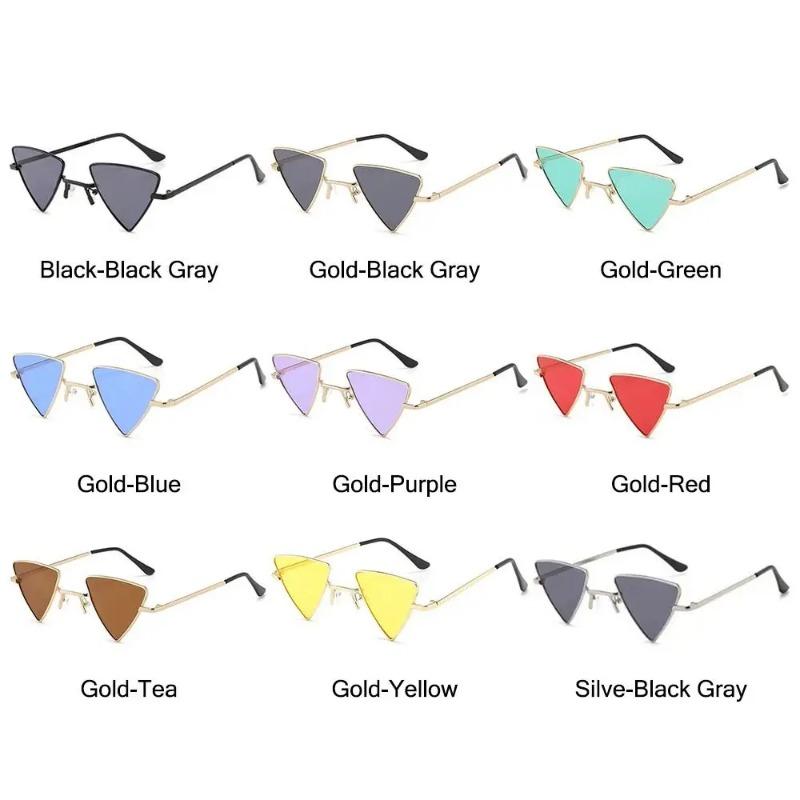 Small Triangular Sunglasses Fashion Metal Frame Colorful Lens Sun Glasses for Women Men Party Punk Shades