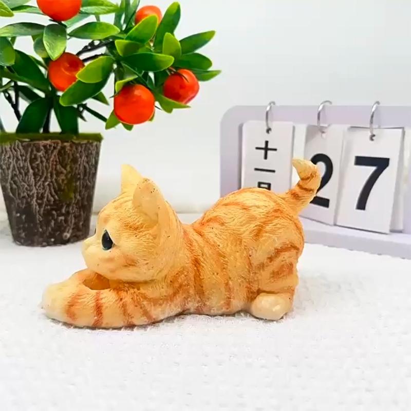Cute Kitten Cats Stress Relief Squeeze Toy with Detail Realistic Cats Decompression Toy for Kids Adults Desktop Decors