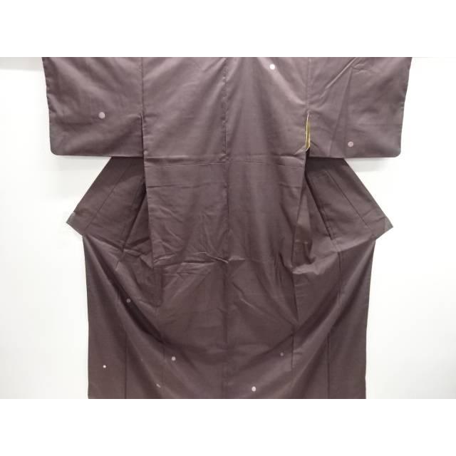 

Hand-woven pongee kimono with polka dot pattern embroidery [antique] [used] [worn] Sosou