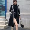 Women's Long Woolen Coat Autumn Winter Thick Slim Black Double Breasted Trench Coats Female Korean Casual Parker Overcoat