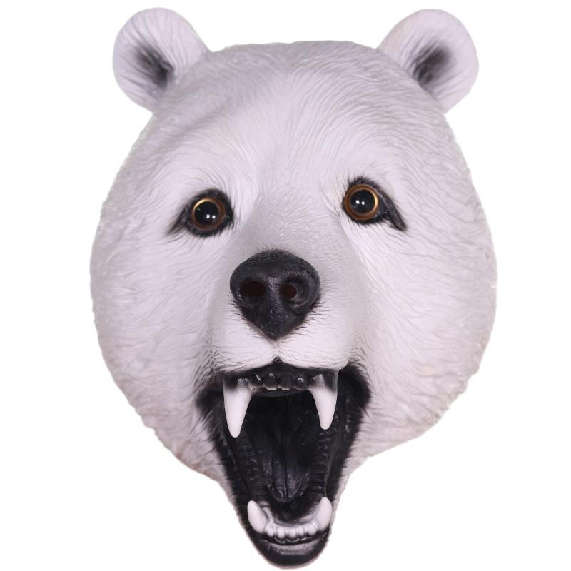 Halloween bear mask, polar bear headgear, funny animal costume cosplay Latex headwear party props and costumes