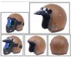 Retro Leather Motorcycle Half Helmet with Visor