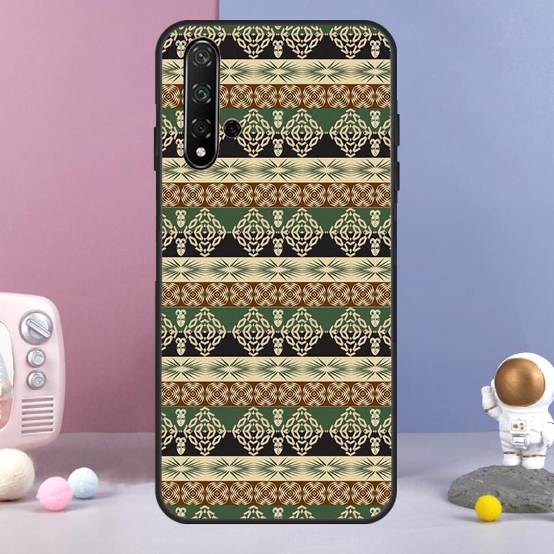 Tribalt etniskt mönster för Huawei Nova 5T 9 10 SE 7i 8i 11i 12i Y60 Y61 Y70 Y72 Y73 Y90 Y91 P20 P30 P40 Lite Fodral